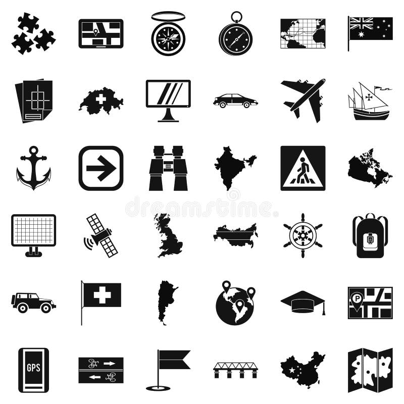 Gps Icons Set, Simple Style Stock Vector Illustration of anchor