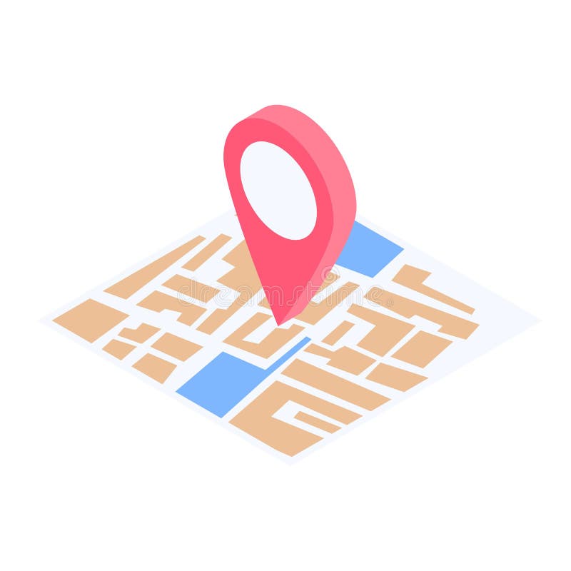 Gps map pin icon, isometric style royalty free illustration