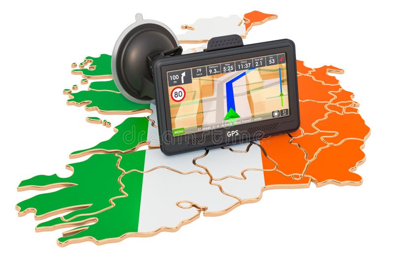 GPS Navigation in Ireland, 3D Rendering Stock Illustration