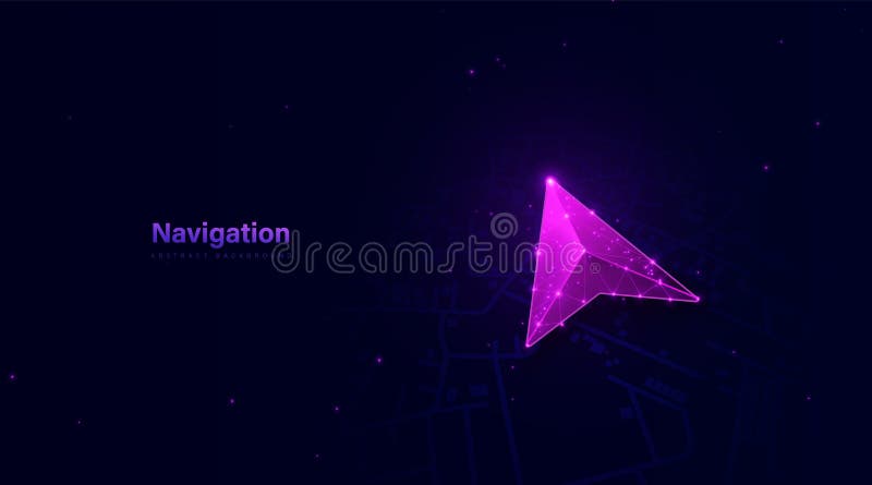 GPS Navigation. Location marking with a pin. Navigation locator map. GPS. Low polygonal wireframe mesh lines and triangles, point stock illustration
