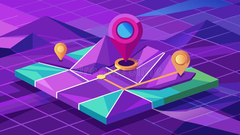 GPS Navigation. Location marking with a pin. Navigation locator map. GPS. Low polygonal wireframe mesh lines and triangles, p... royalty free illustration