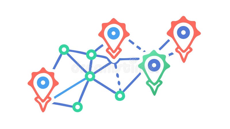 GPS navigation route with multiple location pins icon. vector design Generative AI vector illustration