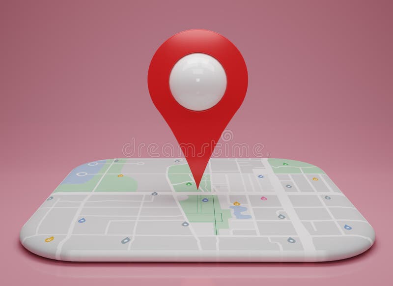 GPS. navigator pin checking with map on pink background. Location pin, location map, location icon. stock illustration