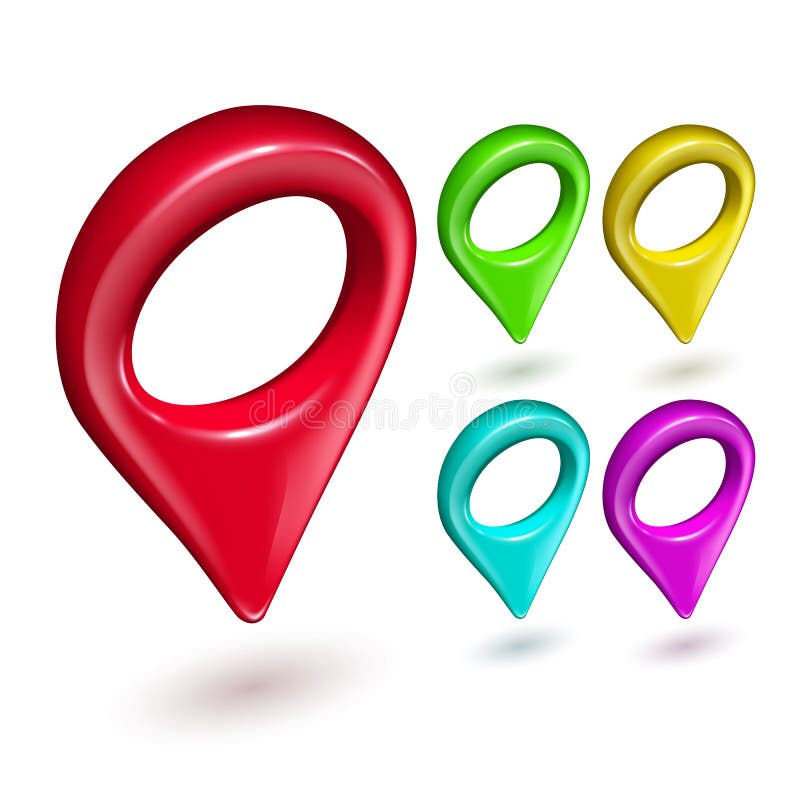 Gps Pointer Multicolor Navigate Locate Set Vector stock illustration