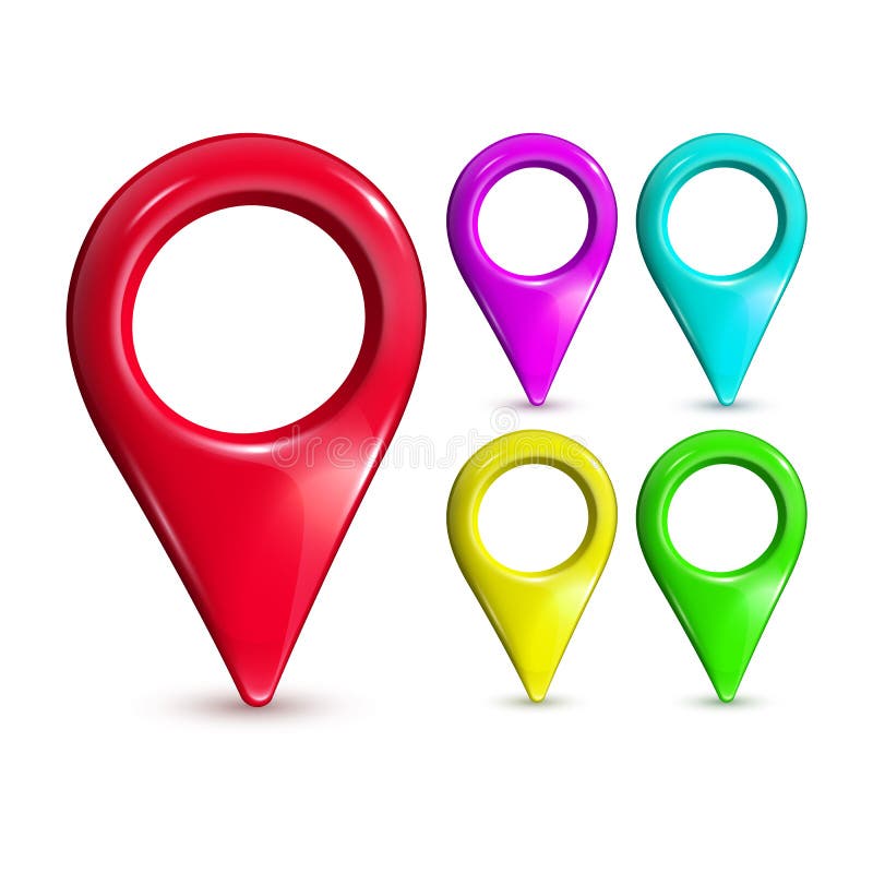 Gps Pointer Multicolored Place Location Set Vector royalty free illustration