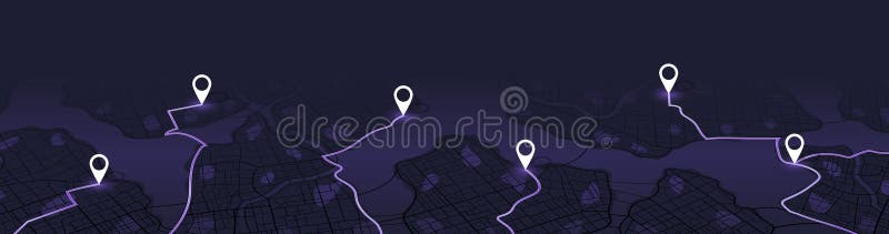 Gps tracking map, streets and blocks, route. Track navigation pins on street maps, navigate mapping technology and royalty free illustration