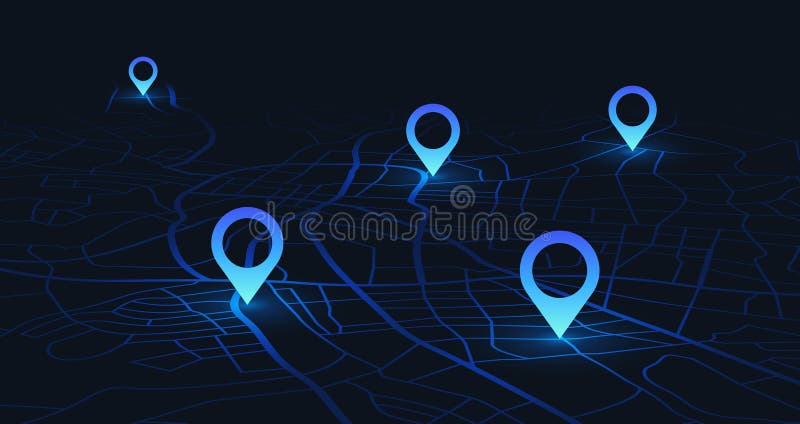 Gps tracking map. Track navigation pins on street maps, navigate mapping technology and locate position pin vector illustration vector illustration