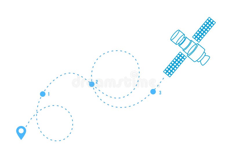 GPS-Umbau für Flugzeuge, Satelliten, mithilfe des Turms vektor abbildung GPS-Umbau für Flugzeuge, Satelliten, mithilfe des Turms vektor abbildung