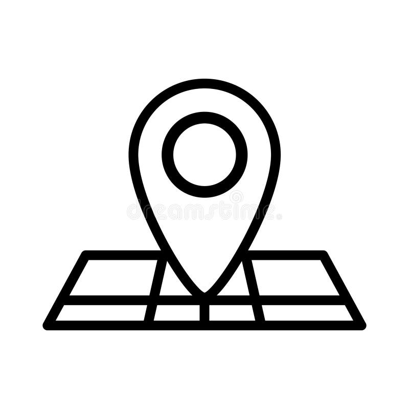 GPS vector icon. Black map pin icon. Linear icon of a location pin marking vector illustration