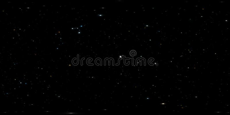 360 graad ruimteachtergrond met sterrenpanorama, equirectangular projectie, milieukaart Het sferische panorama van HDRI nacht