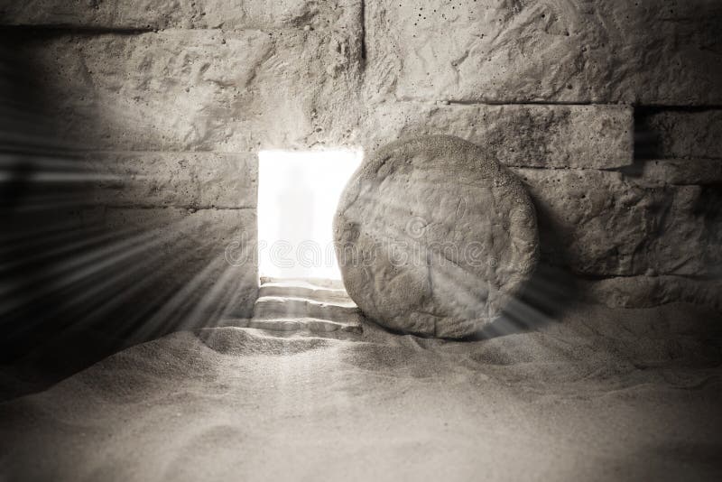 Grab von Jesus. Auferstehung Jesu Christi. Christostern-Konzept