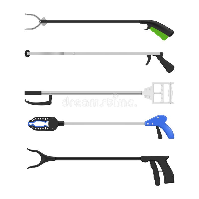 Grabbers Device for Elderly Disabled People Set Realistic Vector