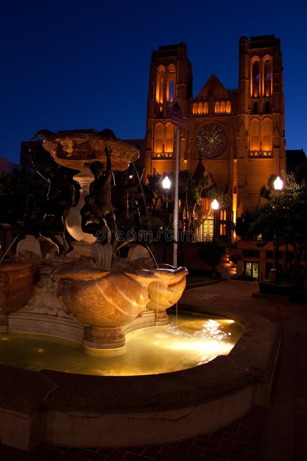 Grace Cathedral Fountain Dusk