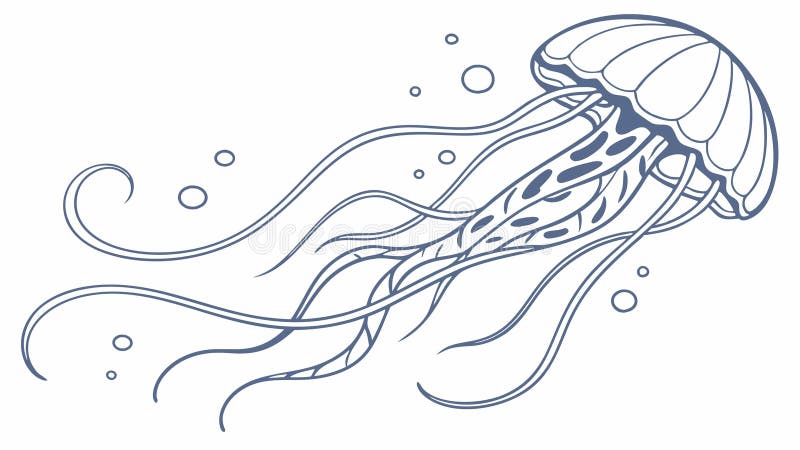 Graceful Blue Jellyfish Floating Ocean Life Vector, Marine Animal, vector design Generative AI stock illustration