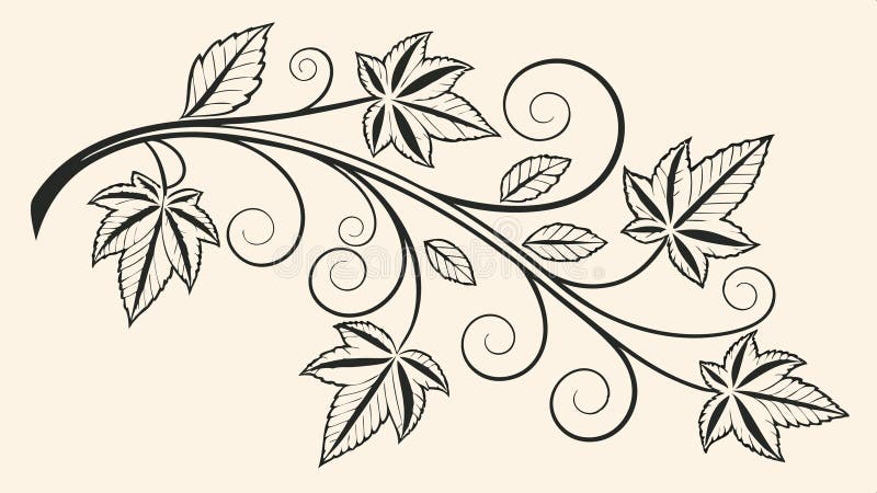 Graceful botanical illustration of a scrolling vine with intricate leaves and stems vector design Generative AI royalty free illustration