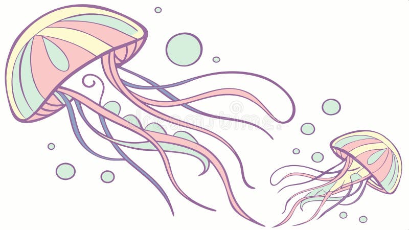 Graceful group of translucent jellyfish floating calmly in water vector design Generative AI royalty free illustration