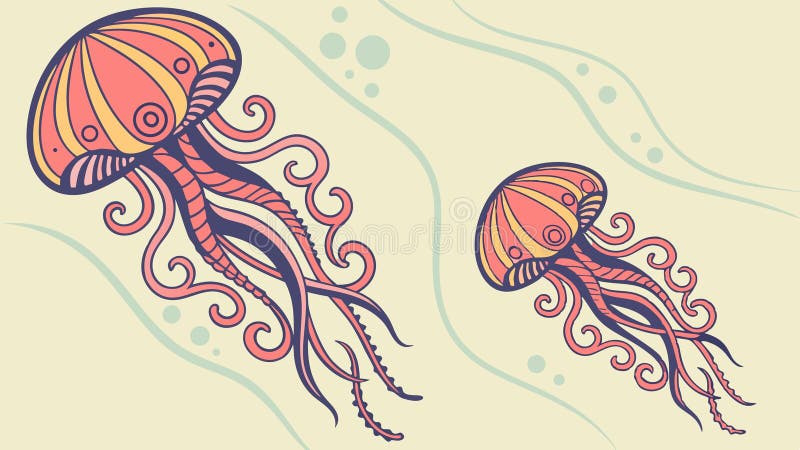 Graceful jellyfish floating in deep ocean waters, vector design Generative AI vector illustration