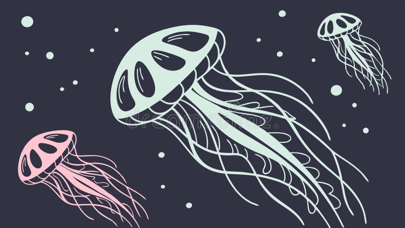 Graceful Jellyfish Floating in Ocean Depths, vector design Generative AI vector illustration