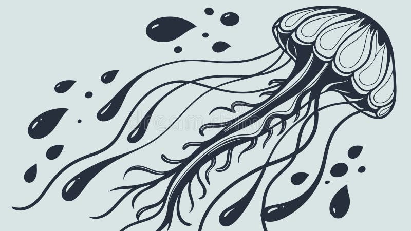 Graceful jellyfish floating in water, mesmerizing marine life vector, vector design Generative AI stock illustration
