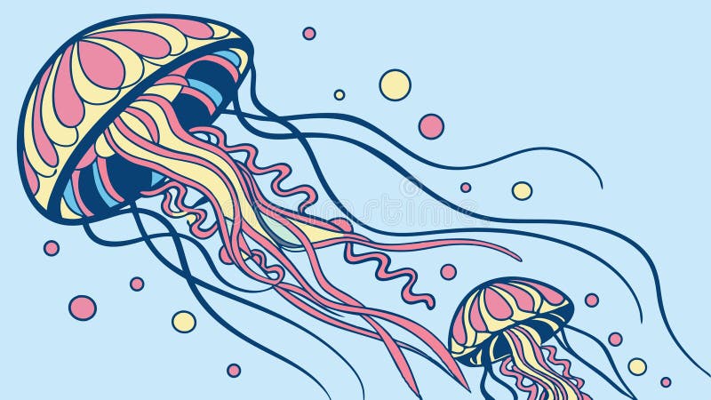 Graceful jellyfish floating in water, a serene vector illustration of marine beauty. vector design Generative AI vector illustration