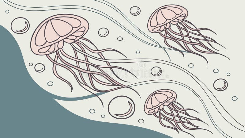Graceful Jellyfish in Ocean. Serene Marine Life Illustration, vector design Generative AI stock illustration