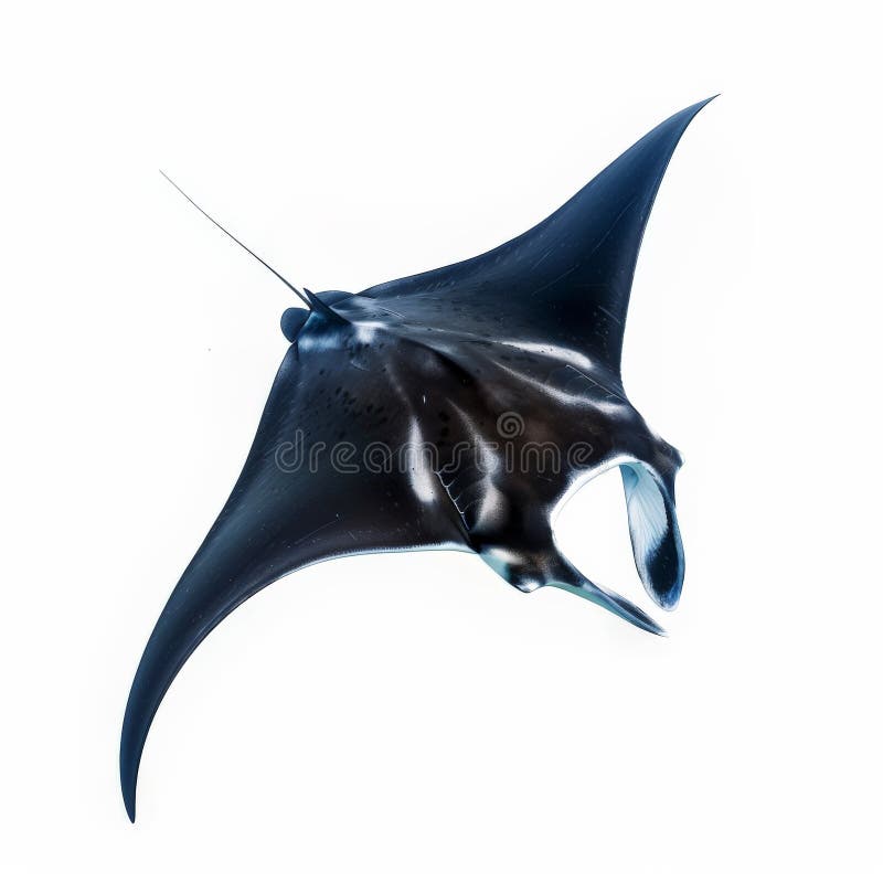 A Graceful Manta Ray with Large, Wing-like Pectoral Fins, Isolated on