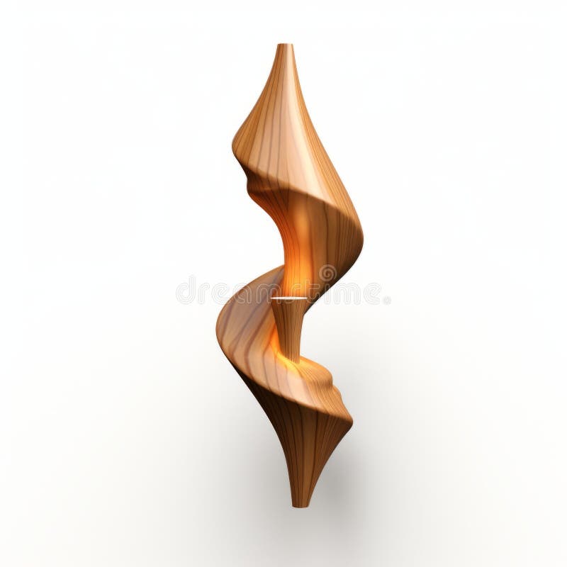 Graceful Spiral Wood Wall Sconce with Flickering Light 3d Rendered