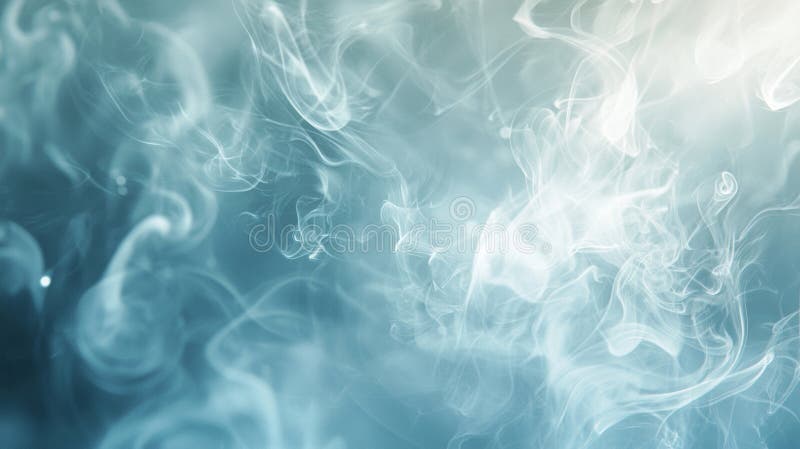 Graceful white smoke dances on a serene blue background, creating a mesmerizing abstract pattern. Ideal for modern stock photography
