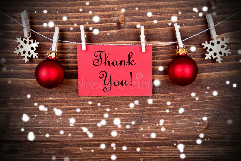 Thank You Background in Winter or Christmas Style, with Snowflakes and Christmas Decoration. Thank You Background in Winter or Christmas Style, with Snowflakes and Christmas Decoration