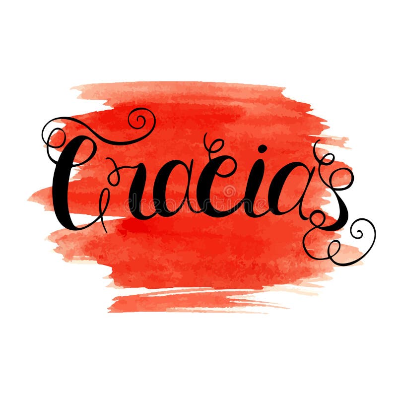Gracias Hand Written Lettering Meaning Thank You on Abstract Watercolor ...