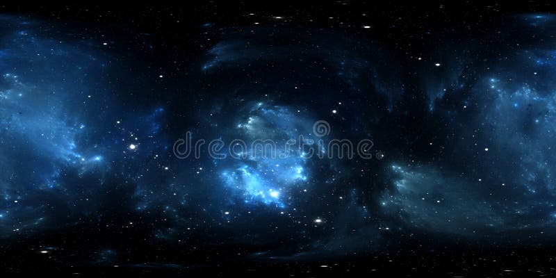 360-Grad-Abstandsnebelfleckpanorama, equirectangular Projektion, Umweltkarte Kugelförmiges Panorama HDRI Nächtlicher Himmel mit v