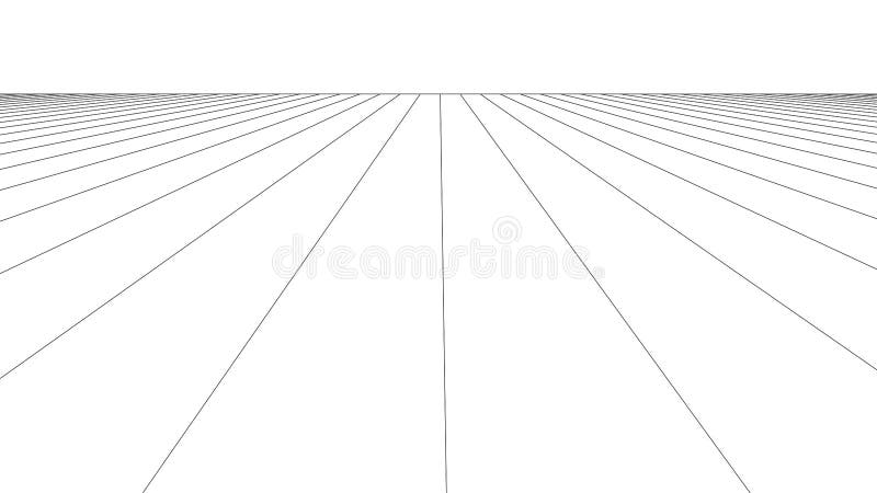 Grade de perspectiva do vetor Grade das linhas longitudinais Linhas detalhadas sobre fundo branco