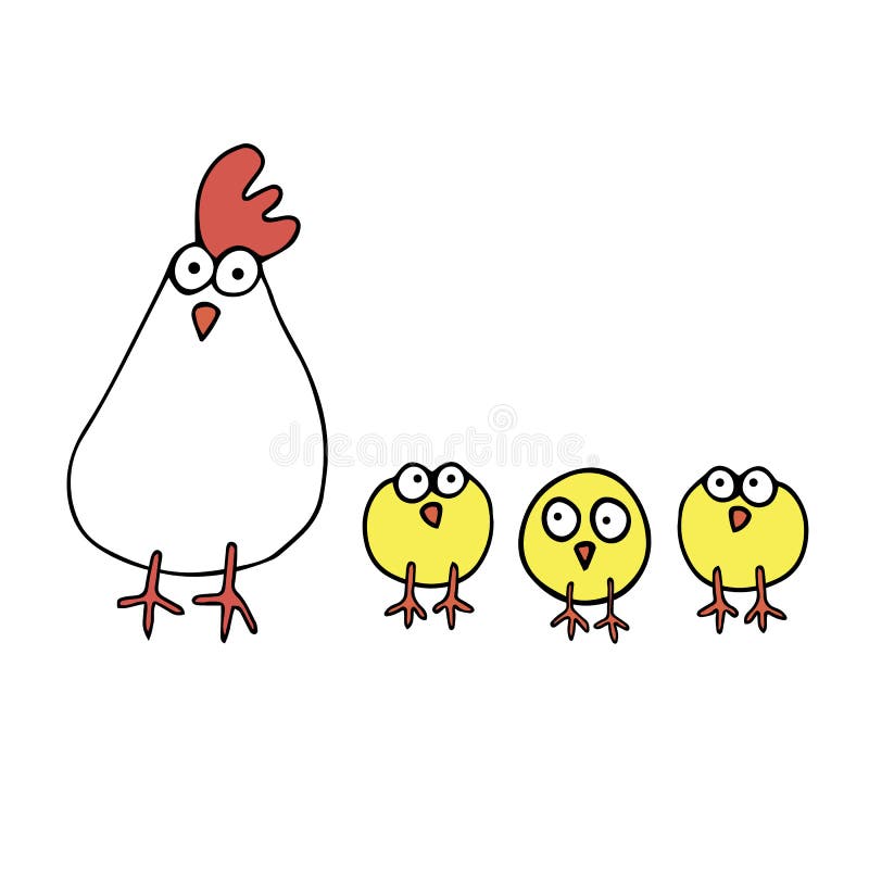 Gradi svegli di bianco del gallo dell'illustrazione del fumetto della gallina del pollo illustrazione di stock Gradi svegli di bianco del gallo dell'illustrazione del fumetto della gallina del pollo illustrazione di stock