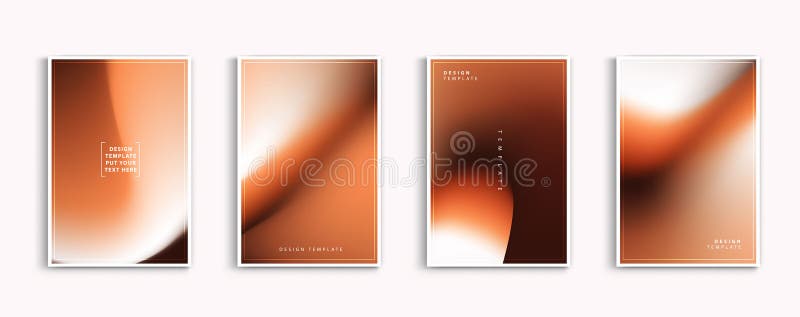 Gradient backgrounds vector set. soft tender orange, brown and white tones, modern fluid texture design concept. abstract stock illustration