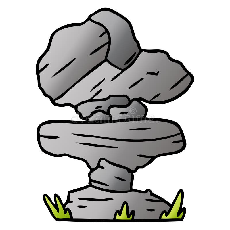 gradient cartoon doodle of grey stone boulders