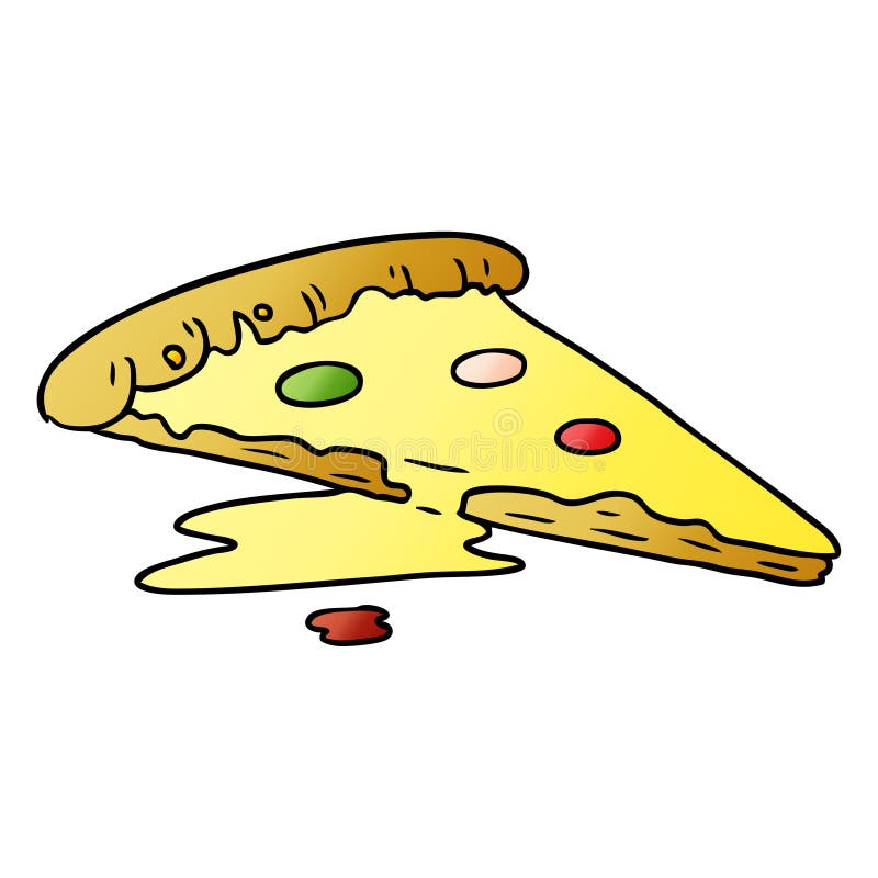 Gradient Cartoon Slice Pizza Food Takeout Fastfood Free Hand Drawn