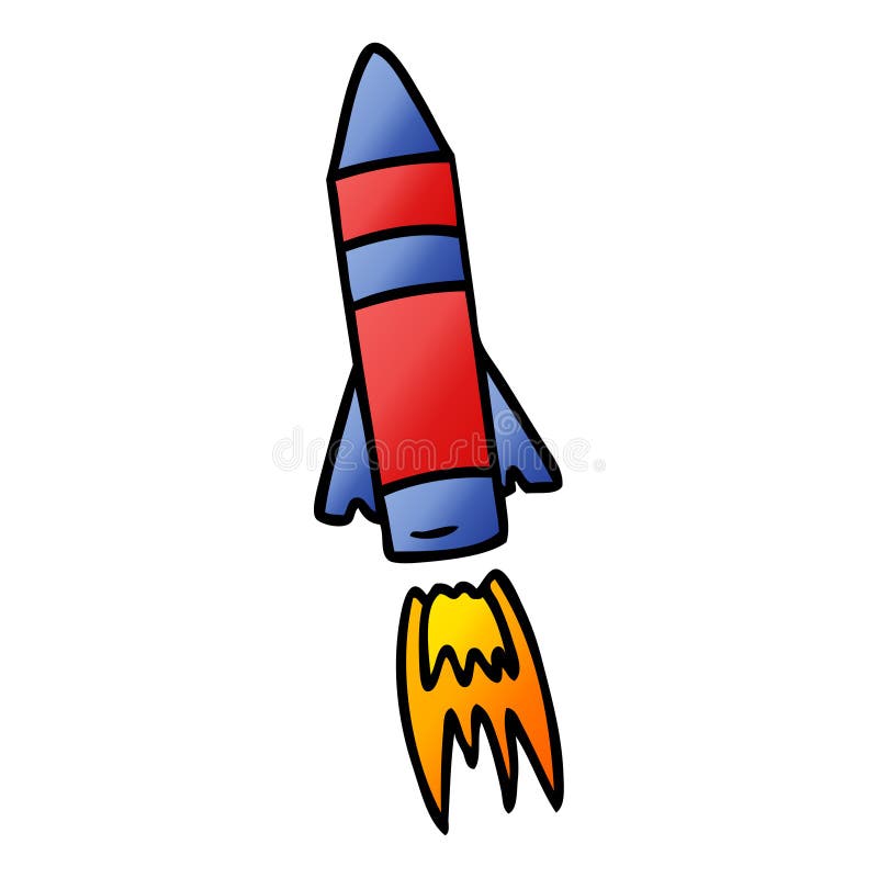 gradient cartoon doodle of a space rocket