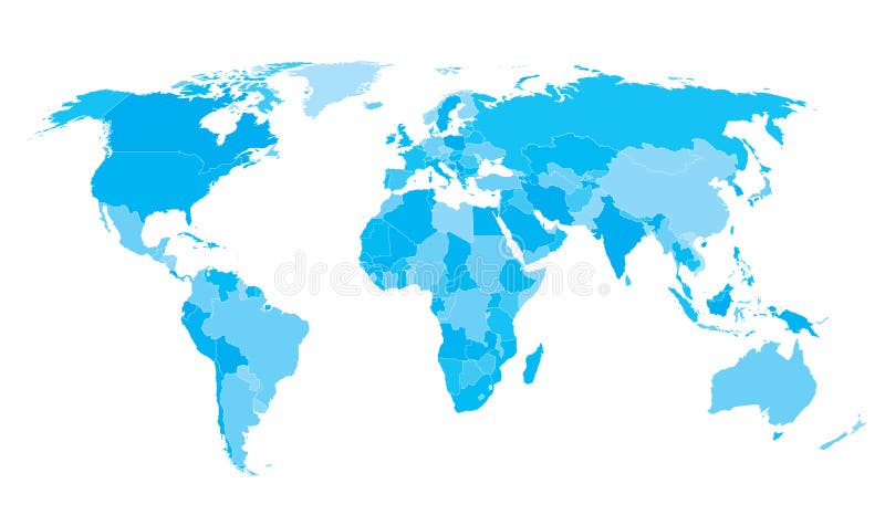 Gradient de bleu de pays de carte du monde illustration libre de droits Gradient de bleu de pays de carte du monde illustration libre de droits