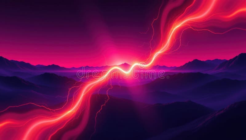 Gradient de disc electric în violet închis și neon roz portocaliu zigzag șurub inspirat de flux texturat centrul de puls strălucit stock illustration
