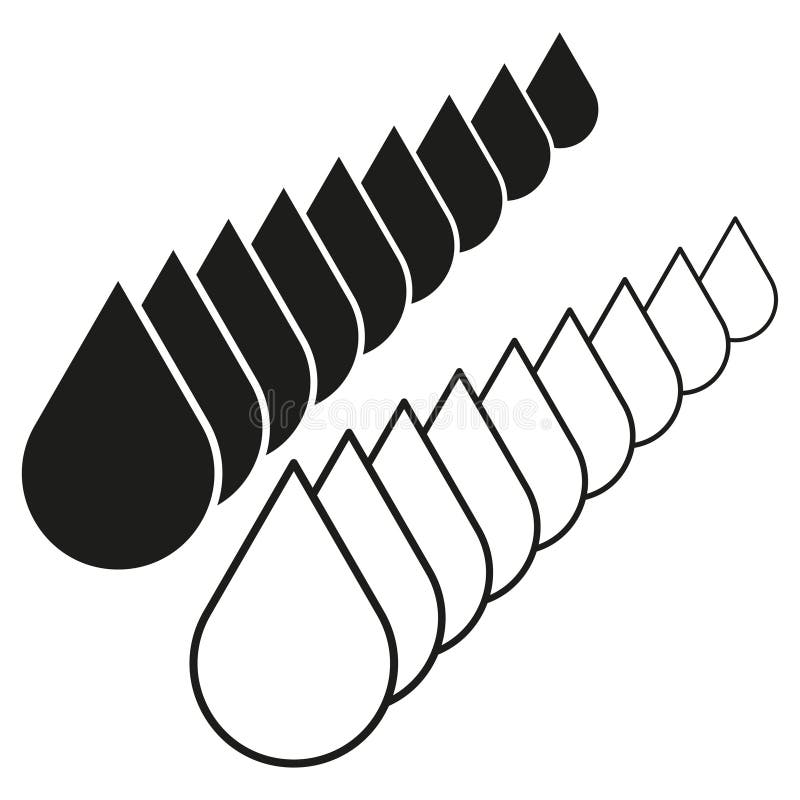 Gradient droplet icon. Liquid shape form. Black to white shift. Vector glossy design. royalty free illustration