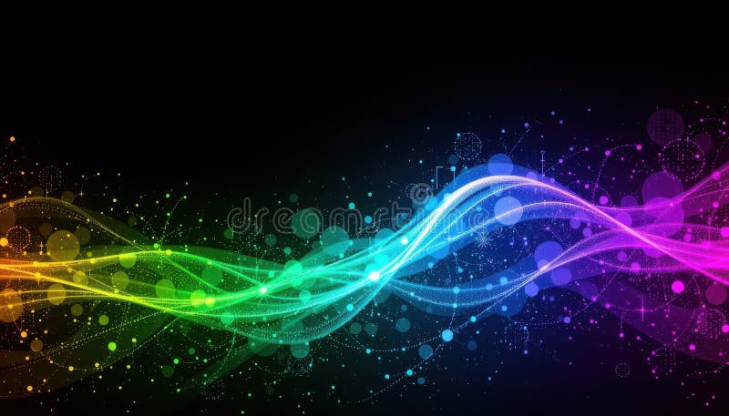 Gradient inspirowany estetyką fluktuacji kwantowych przesuwających się między hiperczarną zieloną jonową ilustracji