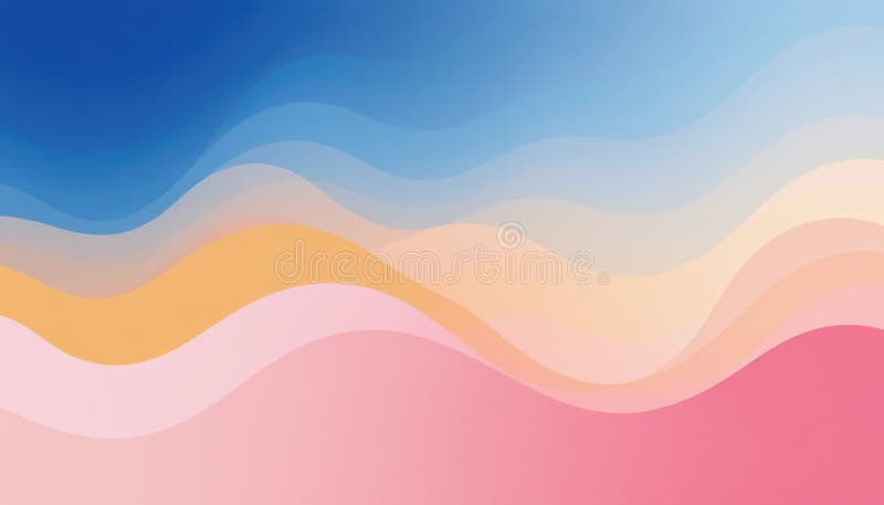 Gradient inspirowany synestetycznym językiem abstrakcyjnym niebieski mowolny złoty i liryczny różowy z płynnym echem ilustracji