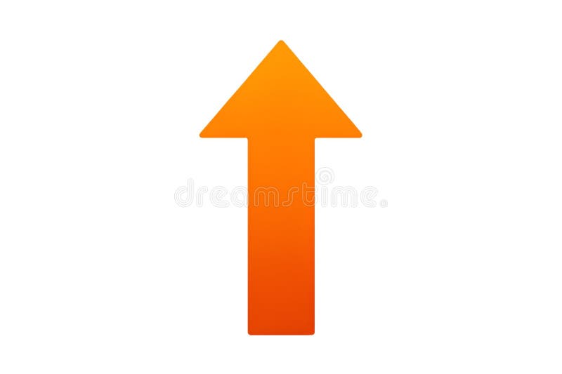 Orange arrow pointing up, direction indicator, navigation symbol, isolated sign royalty free illustration