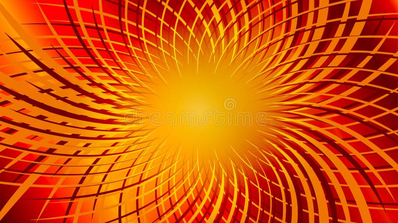 Gradient Red Yellow Background with Circular Radial Twisted Lines Stock