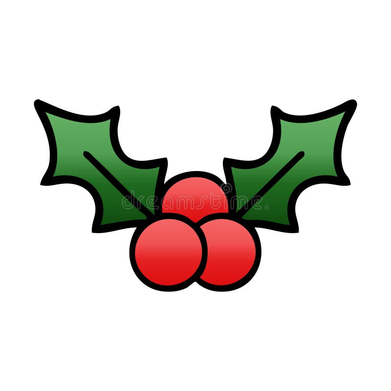 gradient shaded cartoon christmas holly