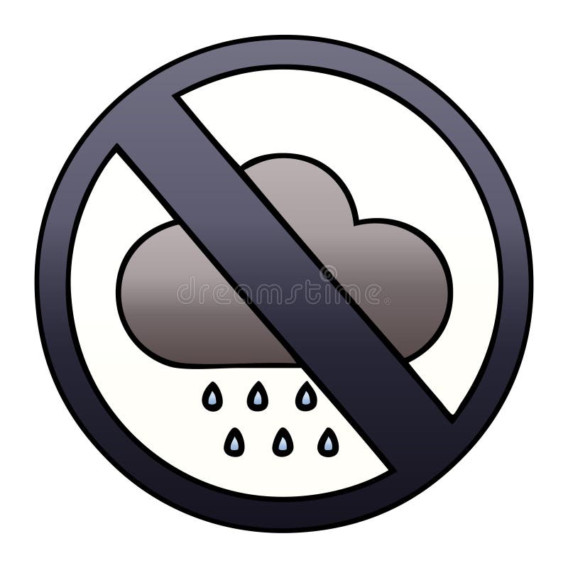 Gradient shaded cartoon storm rain cloud sign stock illustration