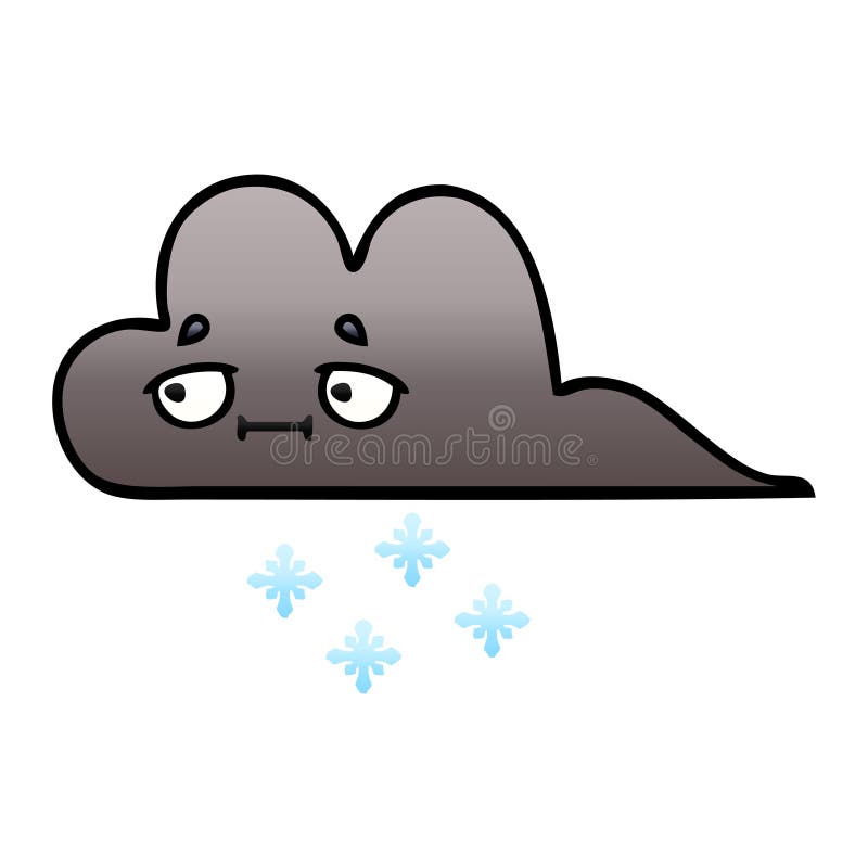 Gradient shaded cartoon storm snow cloud vector illustration