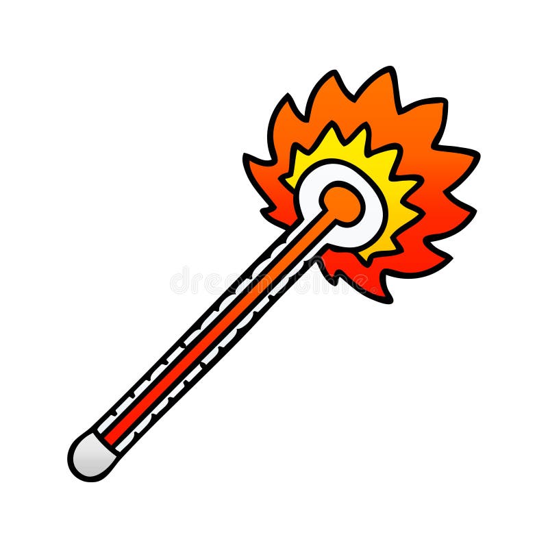 Gradient Shaded Quirky Cartoon Hot Thermometer Stock Vector