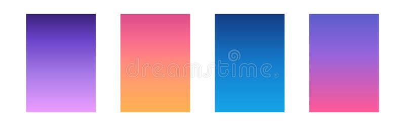 Gradient sky set. UI design template. Mobile app texture with beautiful color. Smartphone wallpaper collection. Vertical vector illustration