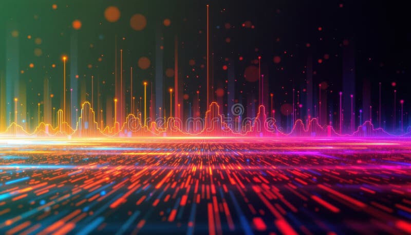 Gradient sygnału glimmerbyte : błyszczące sygnały migotają dzięki płynnemu mieszaniu kolorów cyfrowych royalty ilustracja
